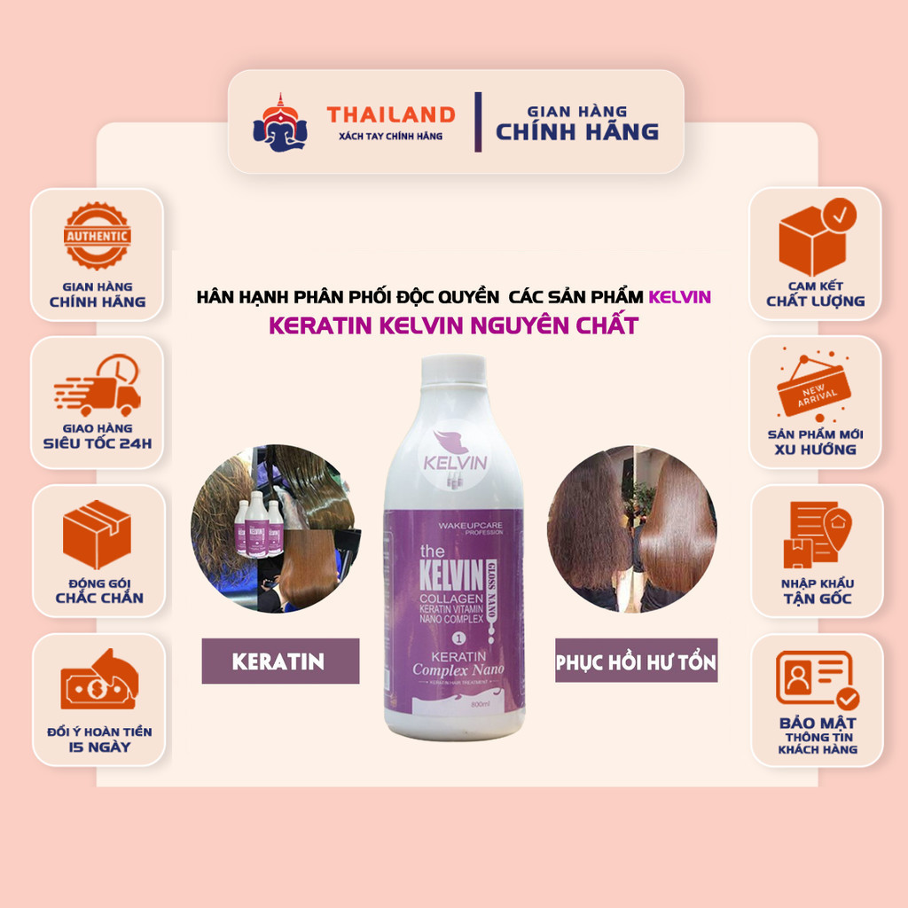[CHÍNH HÃNG] Keratin Nguyên Chất Kelvin 800ml – Phục Hồi Tóc Hư Tổn, Tóc Tẩy Khô Xơ, Bông Xù, Mỏng Y