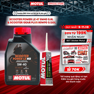 Combo Dầu nhớt xe tay ga Motul Scooter Power LE 4T 5W40 0.8L và Dầu hộp số xe tay ga SCOOTER GEAR PLUS 80W90 0.120L