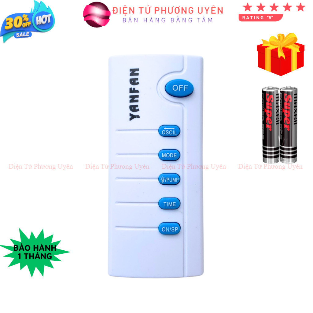 Remote điều khiển quạt YANFAN Mã 01, điều khiển quạt YANFAN - Tặng kèm pin -  ĐT Diệp Trân
