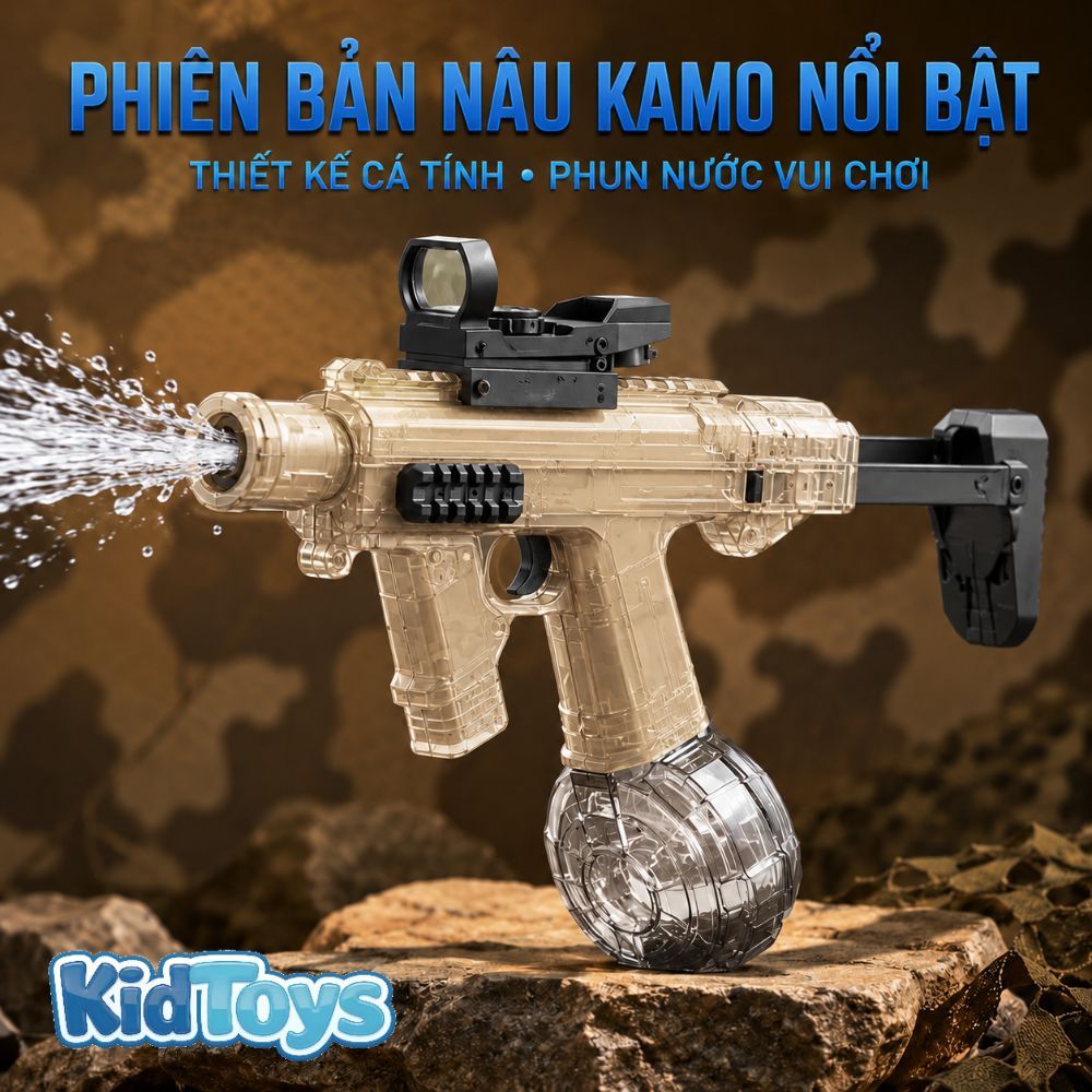 Đồ Chơi Phun Nước Điện MK3 Hot Có Đèn LED KidToys - Pin Sạc Tiện Lợi Cho Bé Chơi Hè Ngoài Trời
