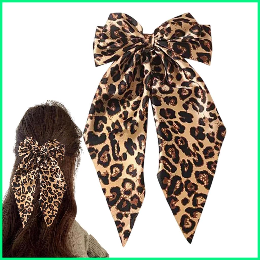 Da Báo In Tóc Barrettes Nơ Tóc Barrettes Kẹp Với Da Báo Mềm Nơ Lớn Giá Đỡ Tóc Barrettes cametyvn