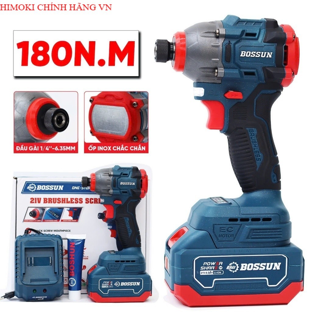 Thân  Máy Bắn Vít Pin BOSHUN BS-CV180NM 21V | Motor Không Chổi Than | Lực Siết 180Nm | 3 Tốc Độ, HIM