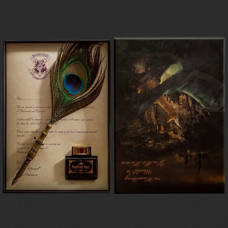Academy of Magics Feather Pen Set Owl Feather Pen Hộp quà tặng Retro Dip Pen Can