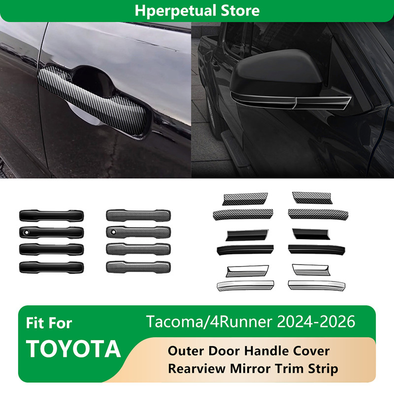ABS Bên Ngoài Tay Nắm Cửa Bao & Gương Chiếu Hậu Viền Dải Dành Cho Xe Toyota Tacoma / 4Runner 2024-20