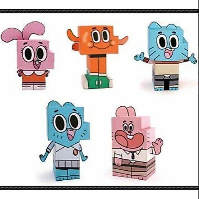 Mô hình giấy cartoon[Amazing world of Gumball]Gumball,Anais,Richard,Nicole,Darwin.