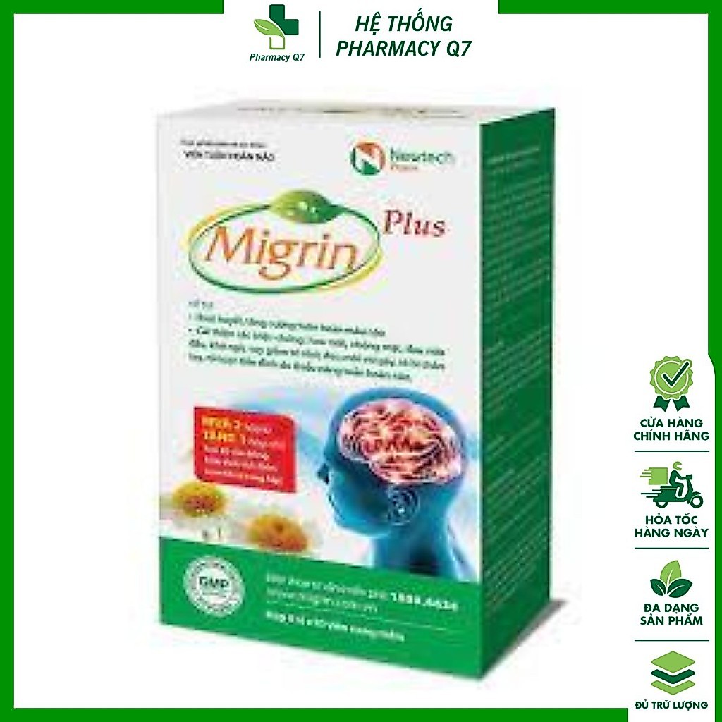 HỘP LỚN Migrin Plus 60 - Hỗ trợ tăng cường tuần hoàn máu não Pharmacy Q7 MIGRIN 60 MIGRIN LỚN MIGRIN