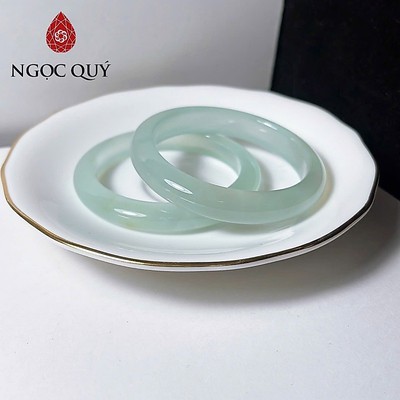 Vòng mã não xanh thiên thanh - Vòng chalcedony thiên thanh xanh dương nhạt bản 9-11mm dày 6-7mm - Ngọc Quý