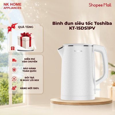 Bình đun siêu tốc Toshiba KT-15DS1PV - 1.5L - Hàng chính hãng, bảo hành 12 tháng