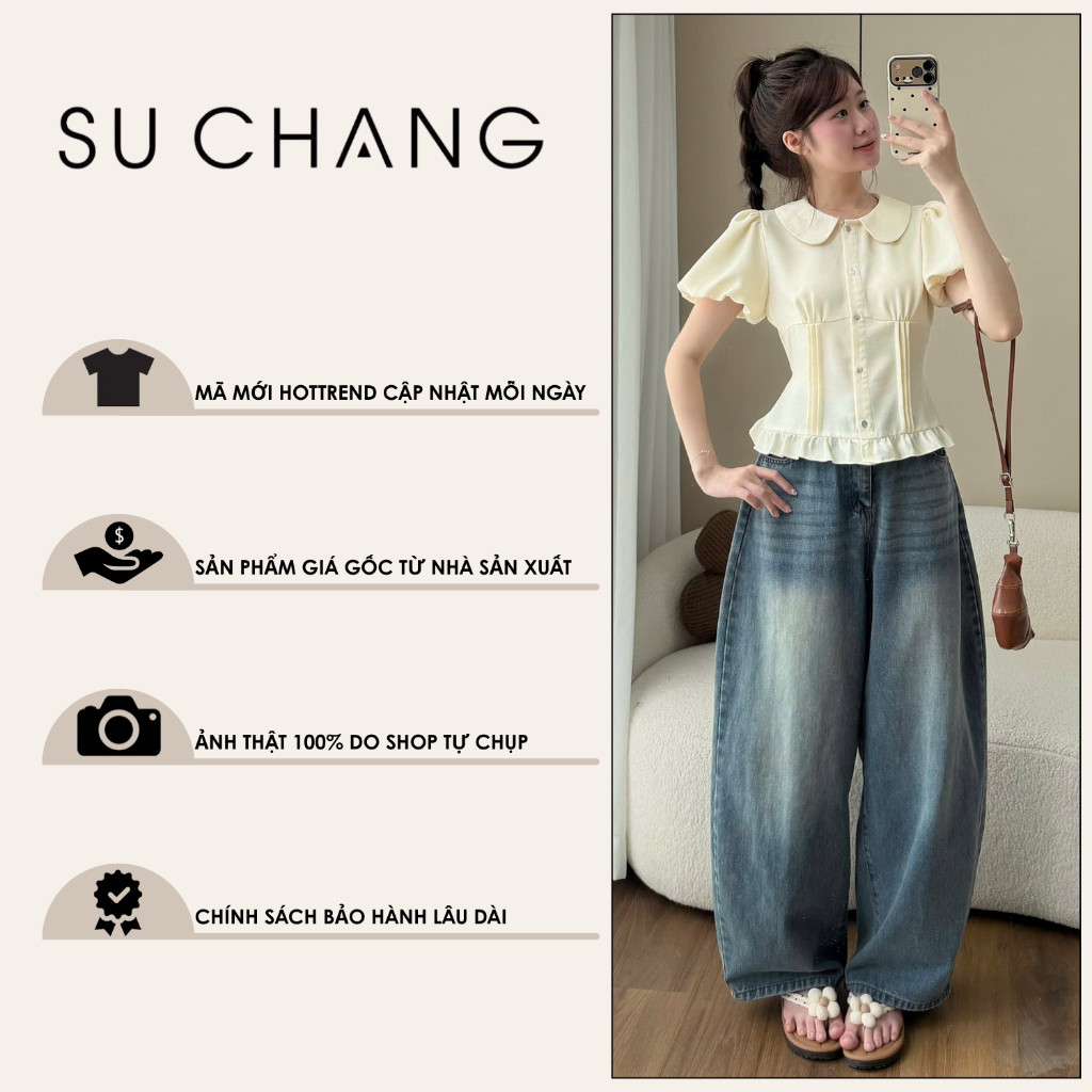 Áo Kiểu Cổ Sen Cúc Dọc Viền Bèo A930 Su Chang | BigBuy360 - bigbuy360.vn