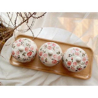 Hũ Sứ Tròn Có Nắp Đựng Bánh Kẹo Mứt Tết Ô Mai Các Loại Hạt Đường Muối Hoạ Tiết vẽ Tay Thủ Công Gốm Sứ Cao cấp Bát Tràng