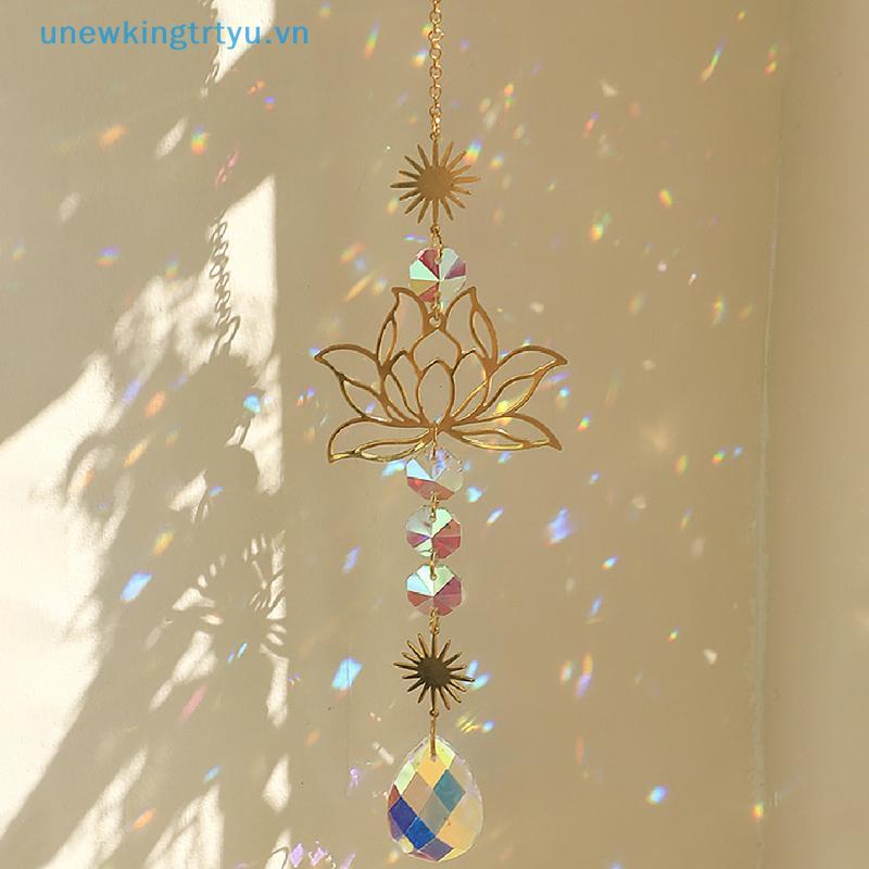 Unewtyu Sun Catcher Crystal Lotus Treo Crystal Glass Sun Catcher Trang trí ngoài trời VN