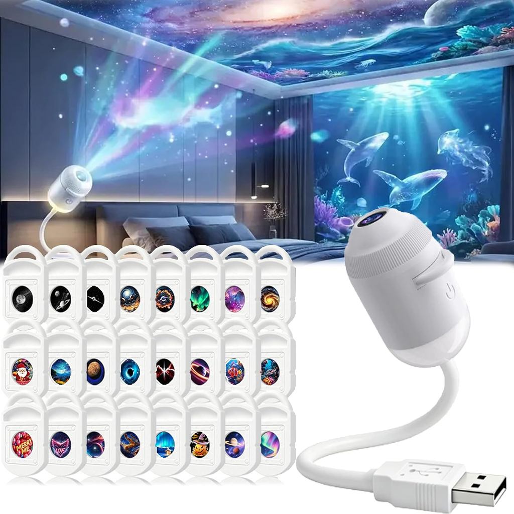 HD Smart Dynamic 5D Holographic Night Light Projector,Plug and Play HD 2-in-1 Galaxy Star Projector,