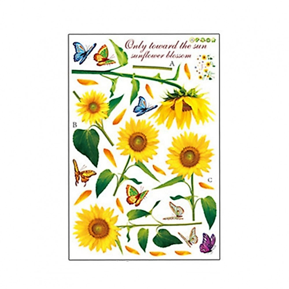[DOLLDOLL-VN]Wall Sticker Waterproof Art Home Decal Mural PVC Paper Sunflower Flower