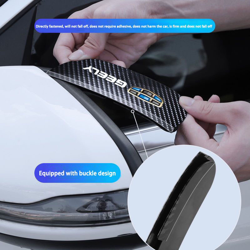 2 Chiếc GEELY Sợi Carbon Xe Chiếu Hậu Gương Mưa Lông Mày Chống Mưa Cho Geely Boyue Binyue X50 X70 Ph
