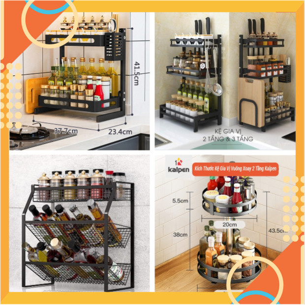 [5❤️][FREESHIP] KỆ GIA VỊ 2/3 TẦNG - KỆ TRÒN 2 TẦNG XOAY - KỆ 3 TẦNG 2 DỐC ĐA NĂNG [HCM]