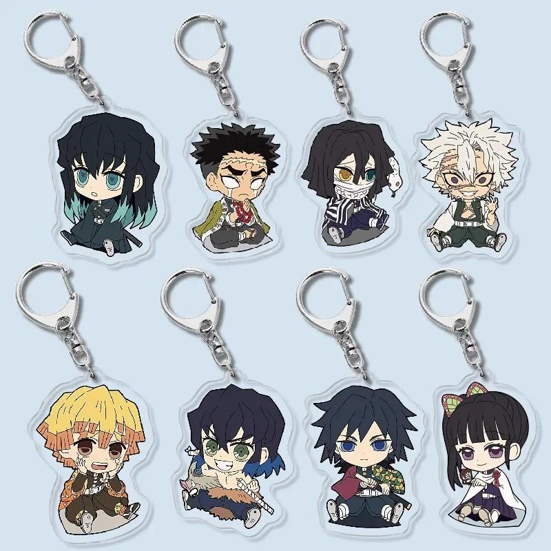 Acrylic Key Chains Anime Peripherals Zenitsu Inosuke Giyuu Shinobu Kyoujurou Tanjirou Nezuko Jewelry