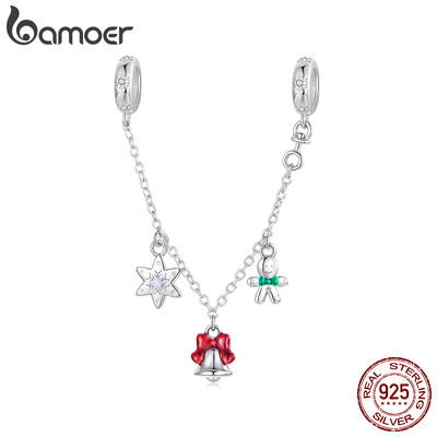 Mặt dây chuyền bạc 925 chủ đề Giáng sinh với chuông và người tuyết, bánh gừng - An toàn, đẹp mắt, phù hợp làm quà tặng