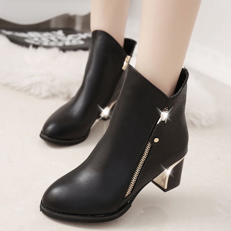 HM1 Giày bốt cao gót thời trang cỡ lớn 35-42 Giày bốt Martin nữ