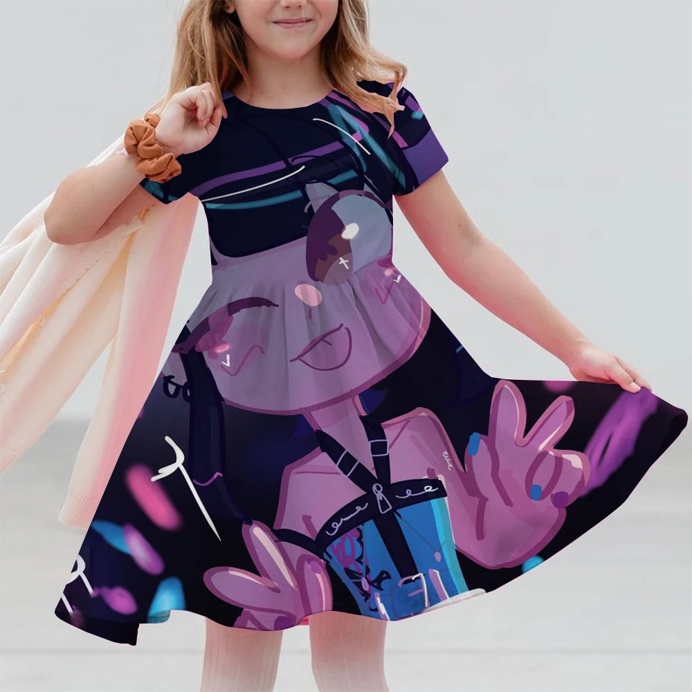 KPop Demon Hunters Huntrix Tiệc Mùa Hè Bé Gái Váy KPop Demon Hunters Huntrix Công Chúa Sinh Nhật Đám