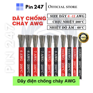  Dây điện 4 AWG 6 AWG 7 AWG 8 AWG 10 AWG 12 AWG vỏ silicon chống cháy chịu nhiệt cao chịu tải cao  1 mét  Pin247 