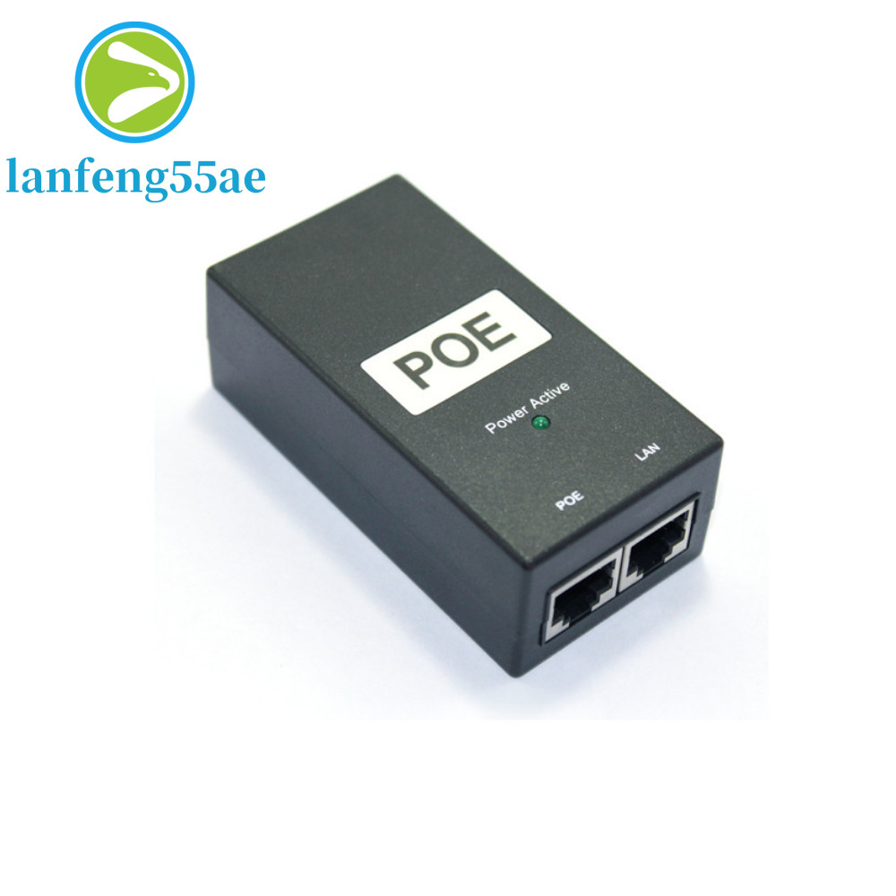 LANFENG POE Power Injector, 24V / 48V 0.5A 100Mbps POE Power Supply, Router Power Supply Desktop Đầu