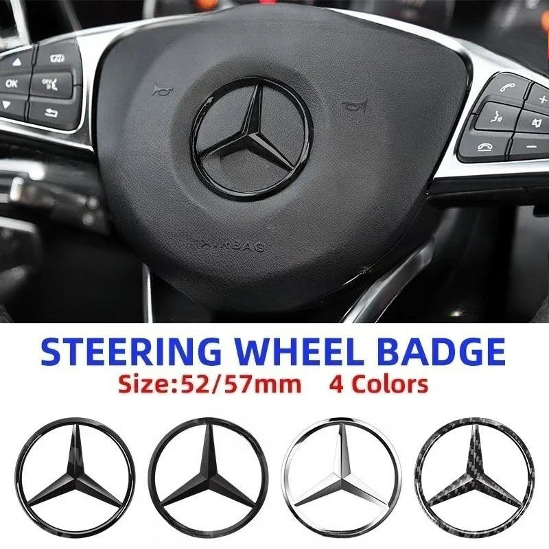 W204 2025 Hot Car Cho Xe Mercedes Benz AMG 1 Chiếc 52 Mm 57 Mm Ô Tô Vô Lăng Huy Hiệu Biểu Tượng Miến