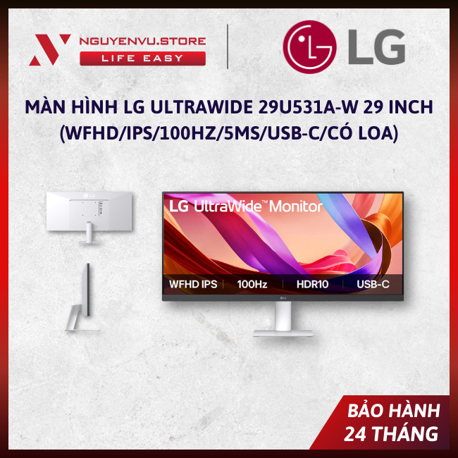 [CHÍNH HÃNG] Màn hình LG UltraWide 29U531A-W - 29 Inch (WFHD/IPS/100Hz/5ms/USB-C/Có Loa) - [BẢO HÀNH