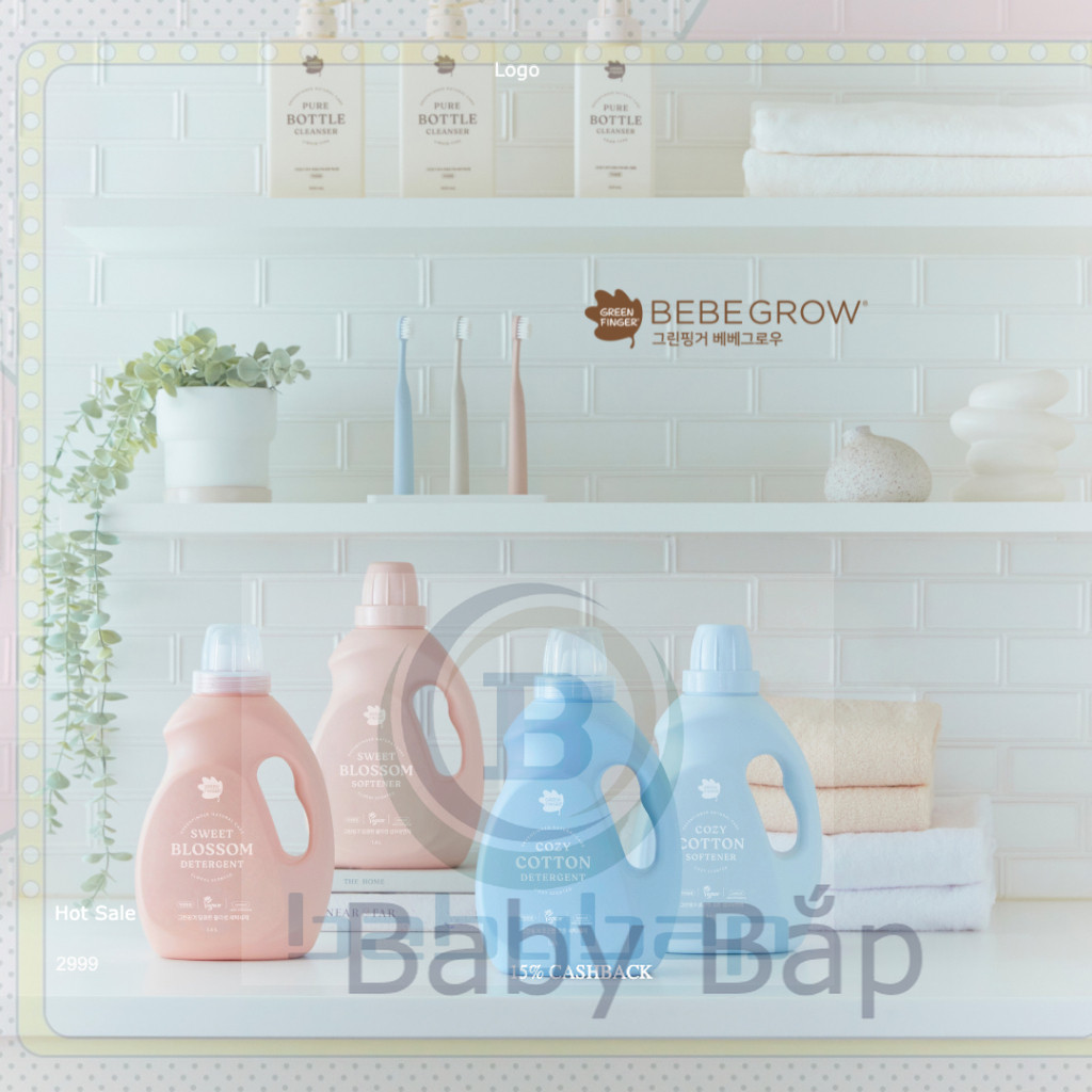 Nước Giặt Xả Em Bé Thuần Chay Greenfinger Bebegrow Chai 1.4 Lít Giúp Quần áo Mềm Mại, An Toàn Cho Da