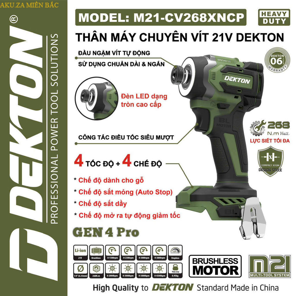 Máy Chuyên Vít Dekton M21-CV268XNCP - Thế Hệ 4 - 4 Chức Năng Làm Việc AKUZA MIỀN BẮC