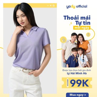 Áo polo nữ Yody dệt hoa tiết co giãn không bai gião thoải mái khi mặc WCPO25S008