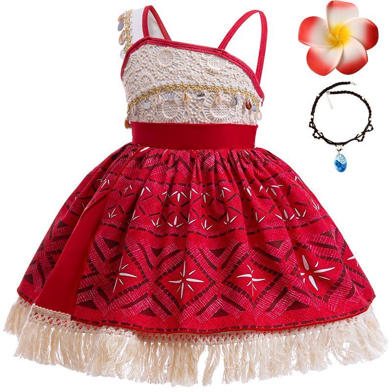 Mới Moana cosplay Viền Đi Biển Đầm Bé Gái Biểu Diễn