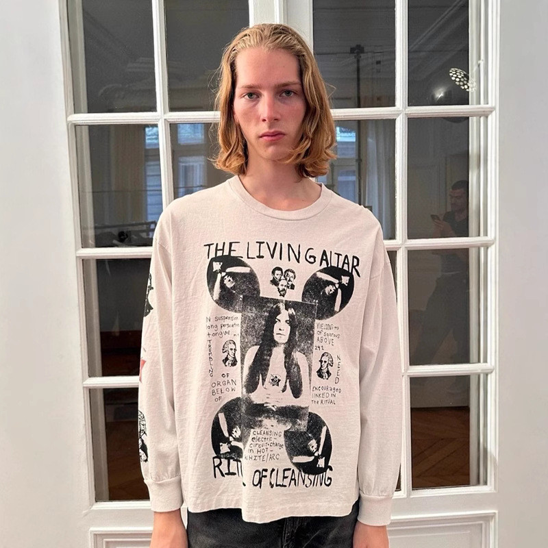 IAEE ERD GRJKD Loose-fitting long-sleeve shirt with a print of a melancholic wealthy young woman nam