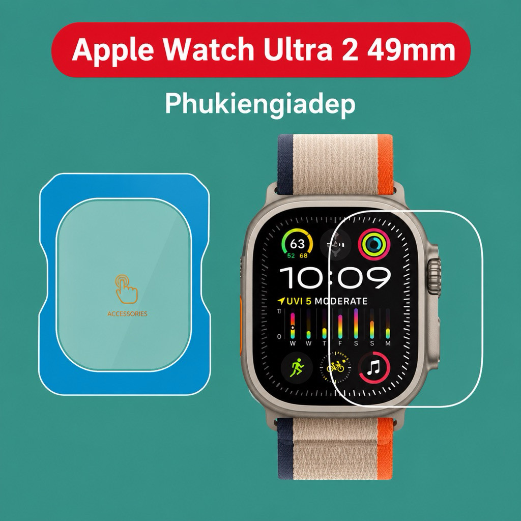 Kính cường lực Apple Watch Ultra 1/2/3 49mm KHUNG TỰ DÁN