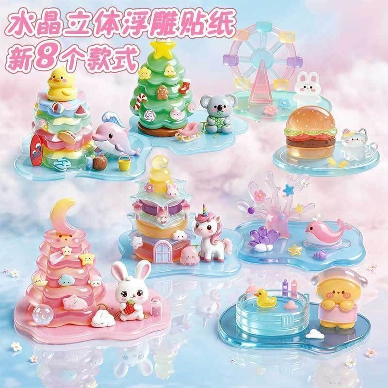 Nhiều 8 Kiểu Dán Nổi Jenga Girl Handmade DIY Đồ Trang Trí Nhỏ 3D Giải Nén Trang Trí Giáo Dục Trẻ Em 