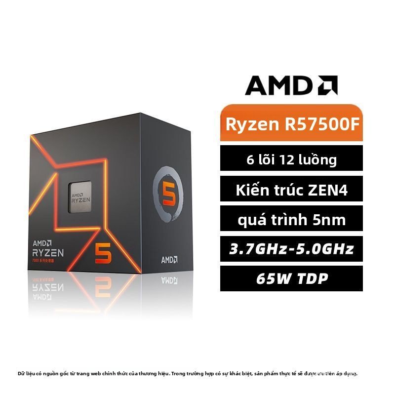 CPU AMD Ryzen 5 7500F box tray bộ vi xử lý máy tính bàn PC gaming socket AM5 hiệu năng cao 6 nhân 12