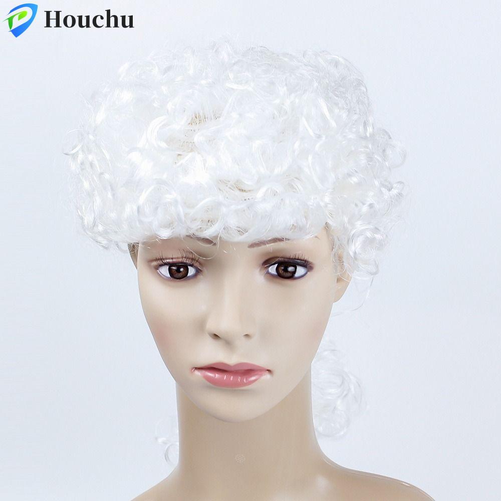 HOUCHU Judge Tóc Giả, Tóc Xoăn No Bangs Judge Cosplay Mũ, Tóc Giả Trắng Bền Đẹp Baroque Tóc Giả Mềm 