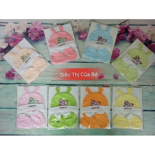 Set nón và bao tay bao chân cho bé