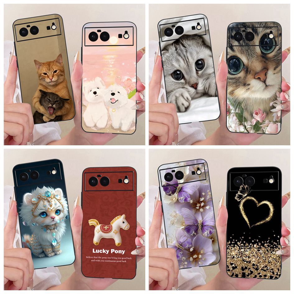 Ốp Lưng Mới Cho Google Pixel 6 GB7N6 G9S9B16 / Pixel 6 Pro G8VOU Vỏ Hoạt Hình Dễ Thương Chó Mèo Luck