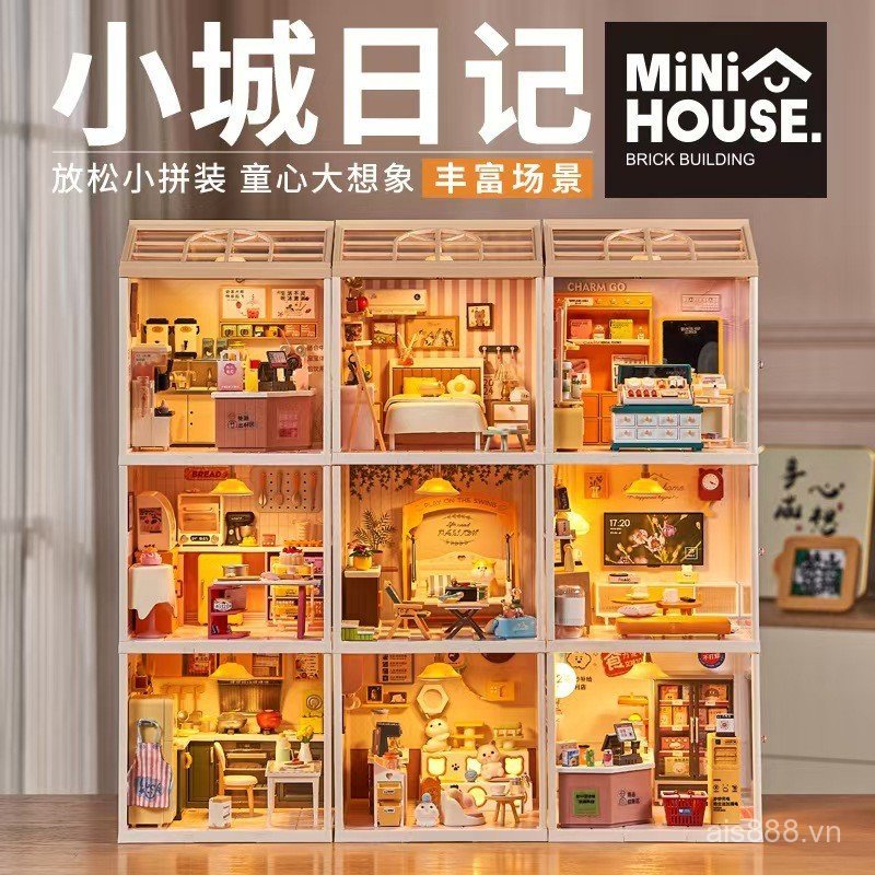 H80K [Cash commodity and quick delivery]Small Town Diary DIY Handmade miniature super world house la