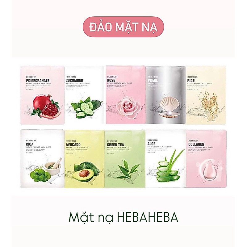 (ĐMN) Set 3m Mặt nạ phục hồi da chiết xuất từ thiên nhiên Hebeheba Natural Essence Mask Sheet 25ml