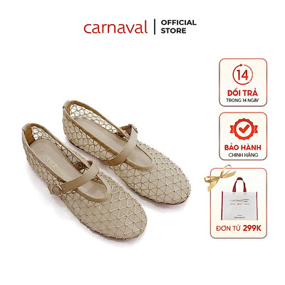 Giày Búp Bê Nữ Carnaval Đế Bằng Lưới Mềm Thoáng Khí, Quai Cài Vintage, Đi Học Đi Làm Đi Chơi - VS151
