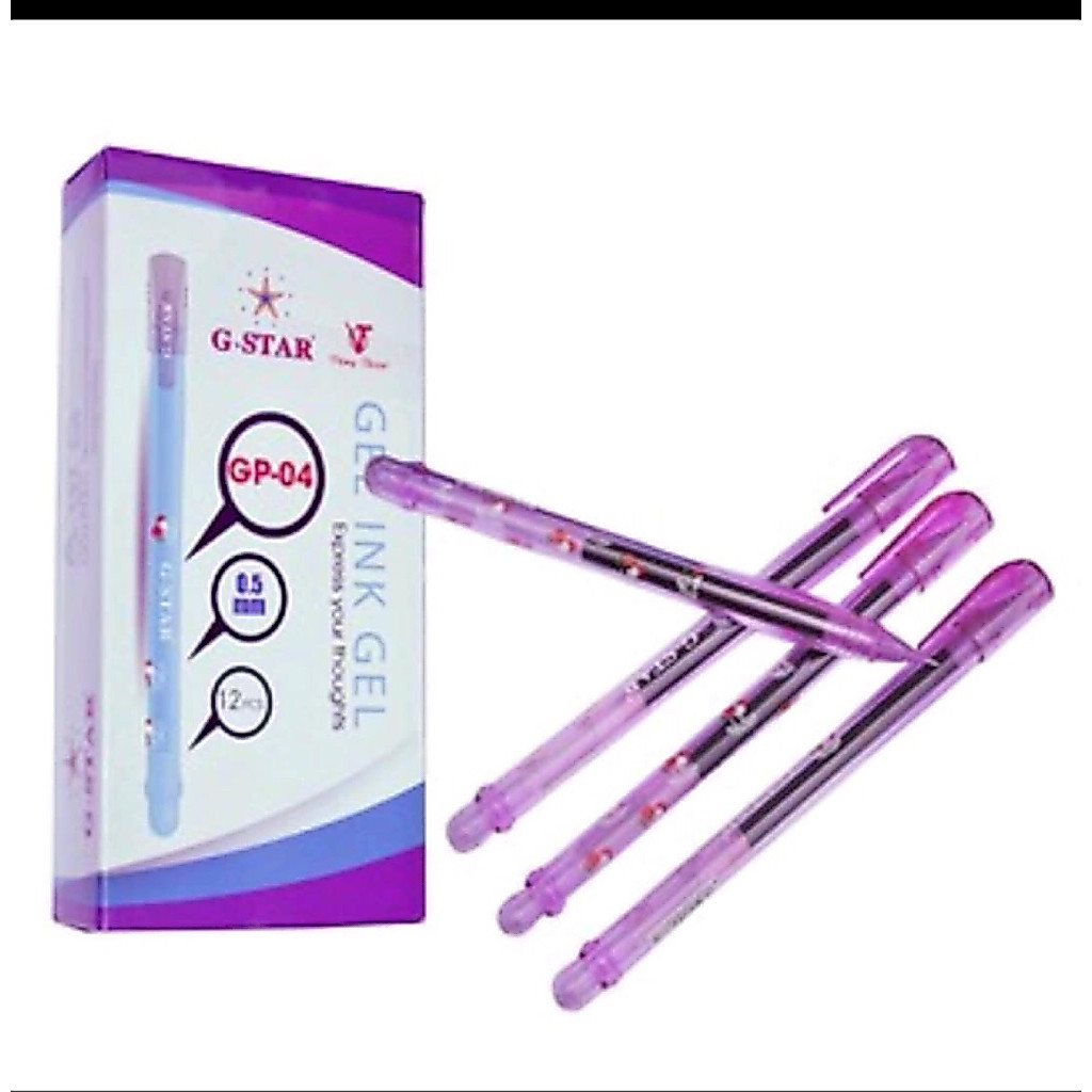 Hộp 12 cây viết Gel Gstar GP04 ngòi 0.5mm(xanh ,tím )