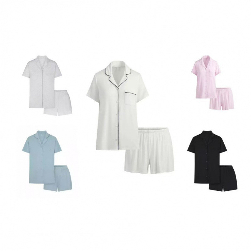 SKIMS Kardashian SLEEP SET Short-sleeved shorts summer shirt pajamas home wear set