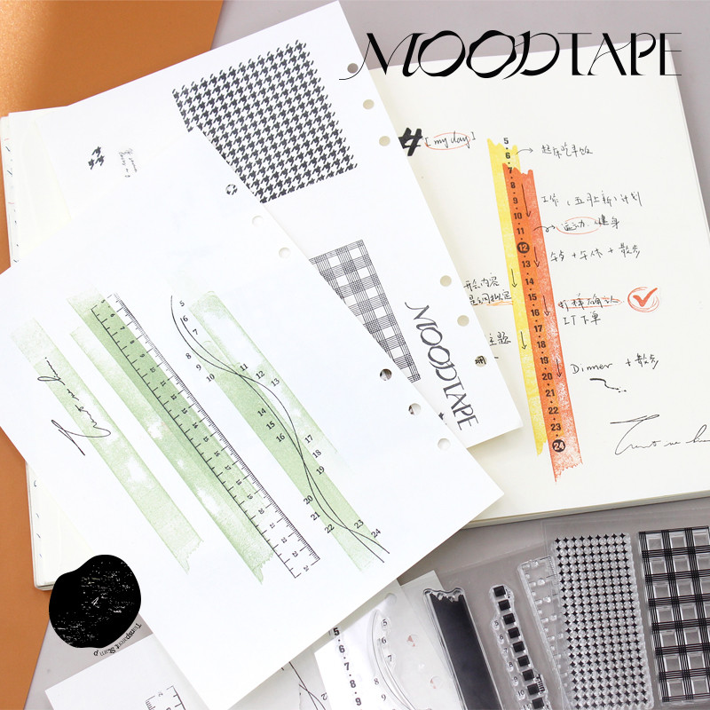 Moodtape Sổ tay gốc Con dấu trong suốt Thẻ Cuckoo Dòng thời gian Lưới cao su Da Seal Tâm trạng Seal