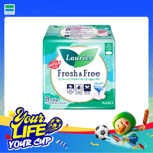Bvs Laurier Fresh&Free Siêu Mỏng Cánh 8M