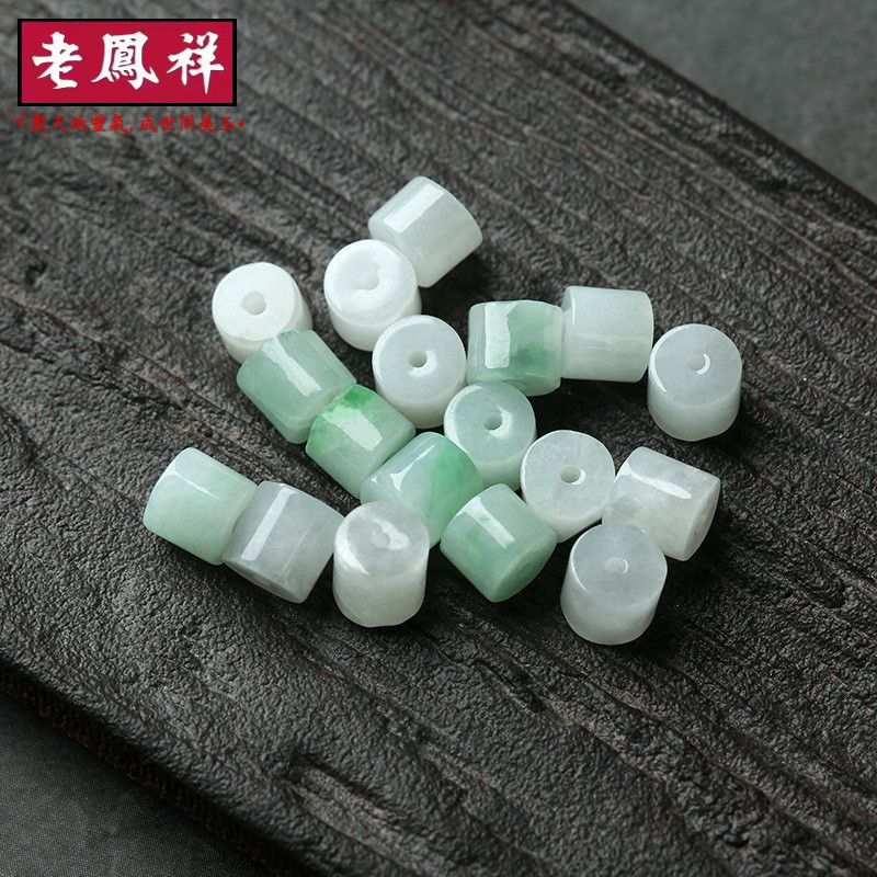 ((5 Cái) Hàng Hóa Tự Nhiên Jadeite Ice Waxy Ánh Sáng Ống Xanh Hạt Thùng Hạt Khoảng 6 Mm Vòng Tay DIY Phụ Kiện