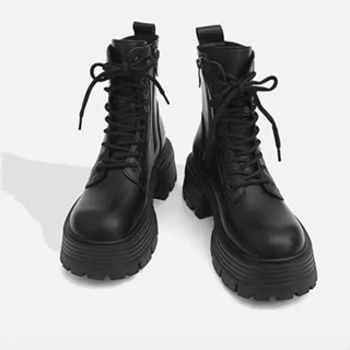 2025 Phong Cách Mới Thời Trang Cao Su Bên Dây Kéo Mùa Đông Giữa Gót Chân Đế Bằng PU Ngón Chân Tròn Martin Giày Bốt Ngắn Nữ Bên Ngoài Mặc Nhà Máy Giá Bán Buôn