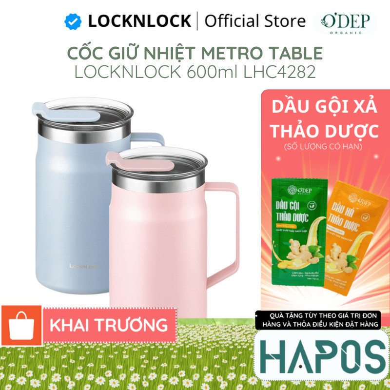 Cốc giữ nhiệt 600ml LocknLock Chính hãng Metro Table Mug LHC4282PIK - HAPOS HEL