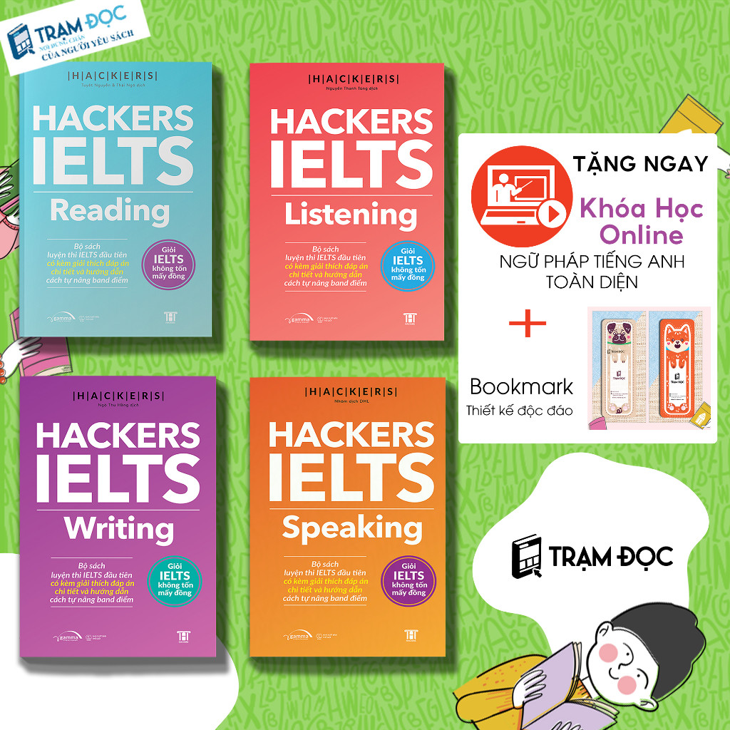 Sách - Bộ 4 Cuốn Hackers IELTS ( Listening + Reading + Speaking + Writing)