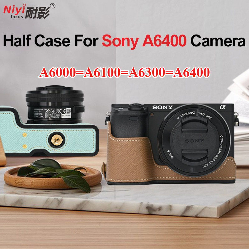 Ốp Lưng Nửa Camera PU Cho Sony A6600 A6100 A6500 A6600 A6700 A6300 A7MIV A7SIII A1 A6600 Đáy Pin Mở 
